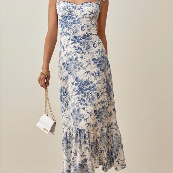 Reformation Nikita Olympia Floral Midi Dress Sleeveless Cottagecore Womens Sz 6 - Picture 7 of 7